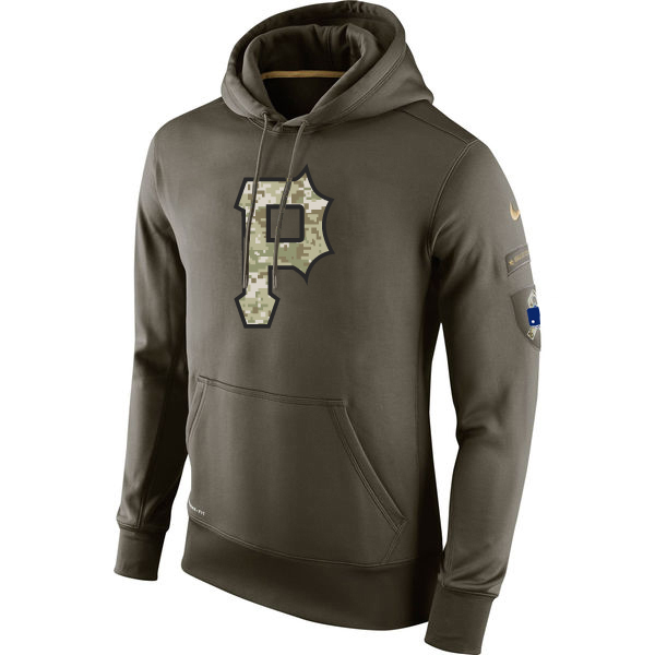 MLB Men Pittsburgh Pirates Nike Olive Salute To Service KO Performance Hoodie Green->los angeles dodgers->MLB Jersey